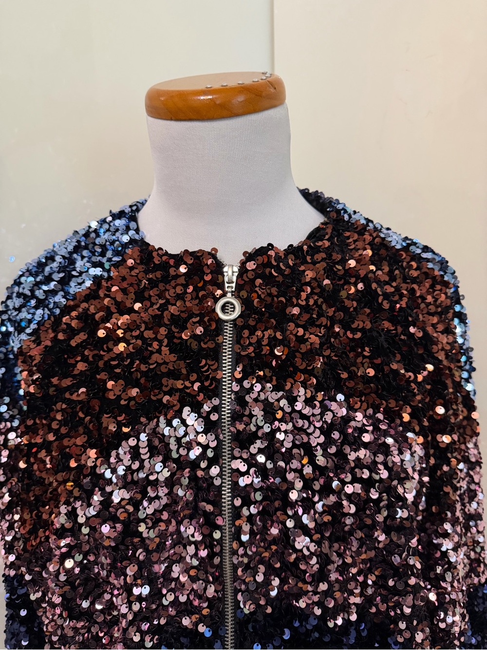 Zara Sequin Festive Days Cropped Bomber Jacket sz M - Picture 8 of 13